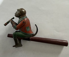 Rare Antique Vintage German 1920s Distler Tin Litho Penny Toy Monkey Whistle