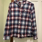 Rare Abercrombie Kids Hooded Plaid Flannel Long Sleeved Shirt Boys Size 15 16