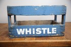 Antique Soda Bottle Wood Crate Holder Whistle Box Chest Blue Advertising Vintage