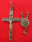 Vintage Sterling Rosary Crucifix   Center Religious Catholic Jesus Ihs Smaller