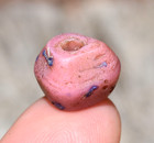 Antique Marvered Venetian Pink Lampwork Trail Decorated Eye Bead African Trade