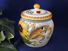 Tuscany Italian Pottery Garlic Jar Garlic Keeper Sunflower Poppies Made In Italy