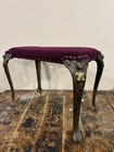 Antique Victorian Art Deco Nouveau Vanity Bench W cast Iron Figural Winged Women