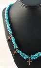 Native American Lakota Indian Hand Made Turquoise Nuggets Necklace With Crosses