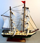 Vintage 2 Mast Model Sailboat Ship Nautical Decor Wood Base 9 