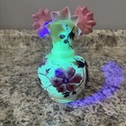 Antique Victorian Bristol Glass Vase Hand Blown Painted Floral Ruffled Pink Glow