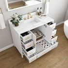 42  White Wood Bathroom Vanity With Sink  43  Carrara Stone Top