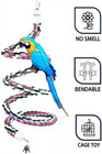 94in Bird Rope Perch Swing Toy Bendable Cotton Bungee With Bell For Parrots