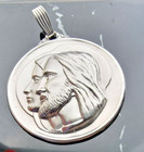 Vintage Creed 925 Sterling Silver Holy Face Large Medal Pendant