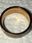 Gorgeous Tungsten Carbide Meteorite Gold black Wedding Band Ring Signed Size 11