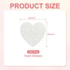1 x1  Heart Foam Stickers  120pcs Eva Glitters Foam Shape Sticker  White