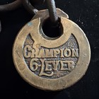 Vintage Antique Old Champion 6 Lever Padlock Chain Lock Brass No Key 