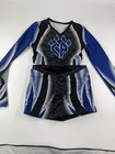 Cheer Athletics Uniform Yl Bra Ym Shorts Youth M Blue Black  Practice Outfit 