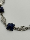 Vintage Sterling Silver Blue Glass Bracelet Binder Bros Brothers Art Deco