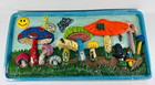 Vtg 1970   s Plaster Chalkware Wall Hanging Decor Mushroom Hippie Smiley 29x14 1 2