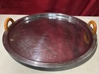 Vtg 1930s Art Deco Manning Bowman Chrome Tray Butterscotch Bakelite Handles 13 