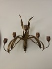 Foliage Sconces Set Of 2   5 Arm Wall Candelabra Made In Spain  Vintage 