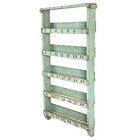 Vintage 1940s Industrial Painted Green Numbered Wall Rack Factory Storage Shelf
