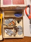 Vintage Singer Sewing Machine Attachment Lot - Buttonholer  Monogrammer  Tin  