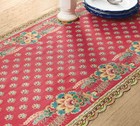 Pottery Barn Adda Scalloped Cotton Table Runner 18x108 Red Floral Nwt Free Ship
