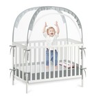 Pop Up Crib Tent To Keep Baby From Climbing Out  Breathable Crib Net Mesh Gray