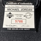 Highland Mint Michael Jordan Basketball 1 Troy Oz  999 Fine Silver Coin Coa