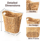 Wicker Trash Can With Handles  Natural Water Hyacinth Wicker Waste Basket