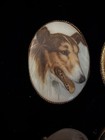Vintage Collie Dog Pins Brooch Lot Of 4 Gold Tone Porcelain Ceramic Stone Lassie