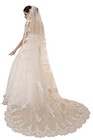 Elegant Women s Wedding Veil - 1 Tier Lace Long Train Bridal Veil  White ivory 