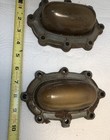Gilbarco Gas Pump Sight Glass Pair Original Patina    With Frame   Gaskets