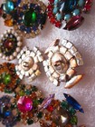 Huge Lot 10 Pcs Buttons Rhinestone Beautiful Czech Handmade    m s   T840