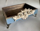 Decorative Antiqued Blue Wooden Box With Metal Feet