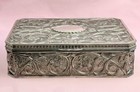 Vintage Godinger Silver Plated Jewelry Box Ornate Floral Embossed Velvet Lined
