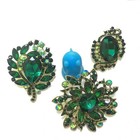 4pcs Leaf Brooches For Wedding Big Green Crystal Flower Rhinestone Bouquet Ac   