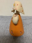 Vintage Plastic Ussr Russian Nodder swinger Babushka Doll Orange Dress