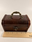 Vintage Style Wooden Treasure Chest Box Small Jewelry Storage Brass Handle