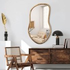 Irregular Wall Mirror Wood Asymmetrical Mirror Large Bathroom Vanity Mirrors    