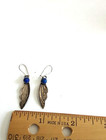 Vintage Sterling Silver Lapis Lazuli Dangle Earrings Southwestern Wing Feather 