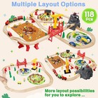 118pcs Wooden Train Set For Kids  Wood Train Track Set Train Railway Accessor   