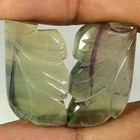 49 35cts 100  Natural Carved Fluorite Pair Fancy Cab Loose Gemstones 15x 26x06mm