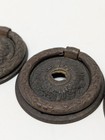 Three  3  Antique Vintage Victorian Cast Iron Steel Drop Ring Drawer Pulls