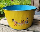 Vintage Walt Disney Productions Litho Picture Metal Toy Tub Mickey Pluto Donald