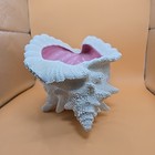 Vtg Ceramic Conch Seashell Planter Textured Glaze Footed 12 25 In Nautical
