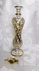 Vintage Hand Blown Egyptian Art Glass Perfume Bottle Gold Trim Leaf And Stopper