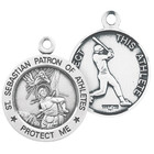 Saint Sebastian Sterling Silver Baseball Male Athlete Medal Necklace 24  Chain