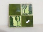 Antique Ceramic Tile Old Floral Flowers Victorian Art Nouveau Vintage