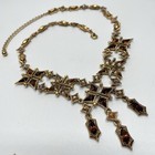 Rare Gold Tone Vintage Brown Ab Glass Rhinestone Necklace Bracelet Earrings Set