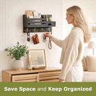 Key Holder Wall Mount  Wooden Key And Mail Organizer  Black