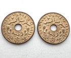 Netherlands East Indies 2x 1 Cent 1942 P Unc Km 317 Philadelphia Mint  Bb3