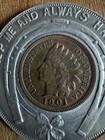 1901 Indian Encased Cent Ad In Good Luck Holder lucky Penny Pocket Piece